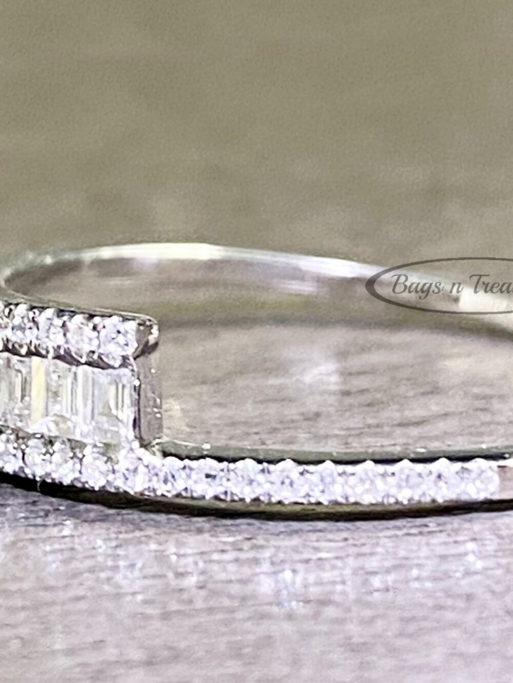 💎 EF Collection 14K White Gold Baguette & Pavé Diamond Bypass Ring - Picture 2 of 6